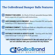 GoBroBrand Bubble Bumper Balls 2 pack of Inflatable Buddy hamster Bbop Ball set -  Used also as Giga Sumo  Wearable human zorb soccer Suits for outdoor play. Size: 36" For Kids & Adults of all ages